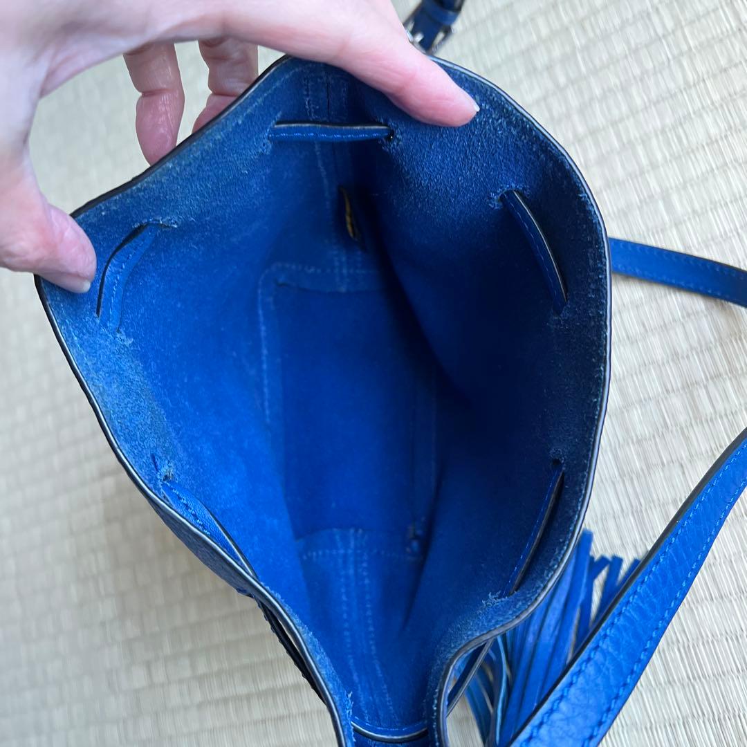 POLO RALPH LAUREN 青 バケットバッグ タッセル付き