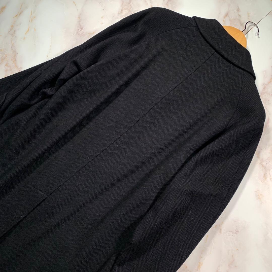 着丈107㎝ BURBERRYS カシミヤ混 ヘリンボーン ロングコート