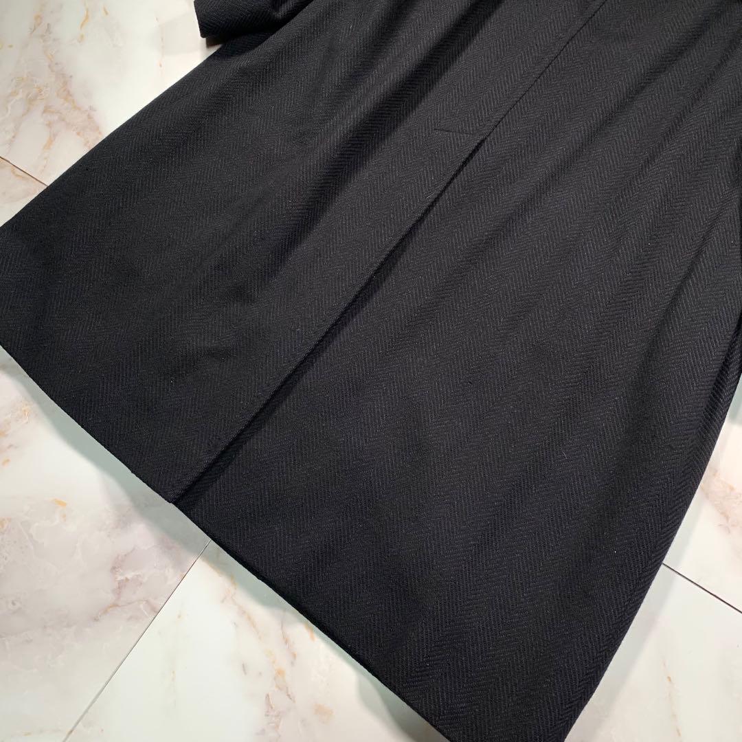 着丈107㎝ BURBERRYS カシミヤ混 ヘリンボーン ロングコート