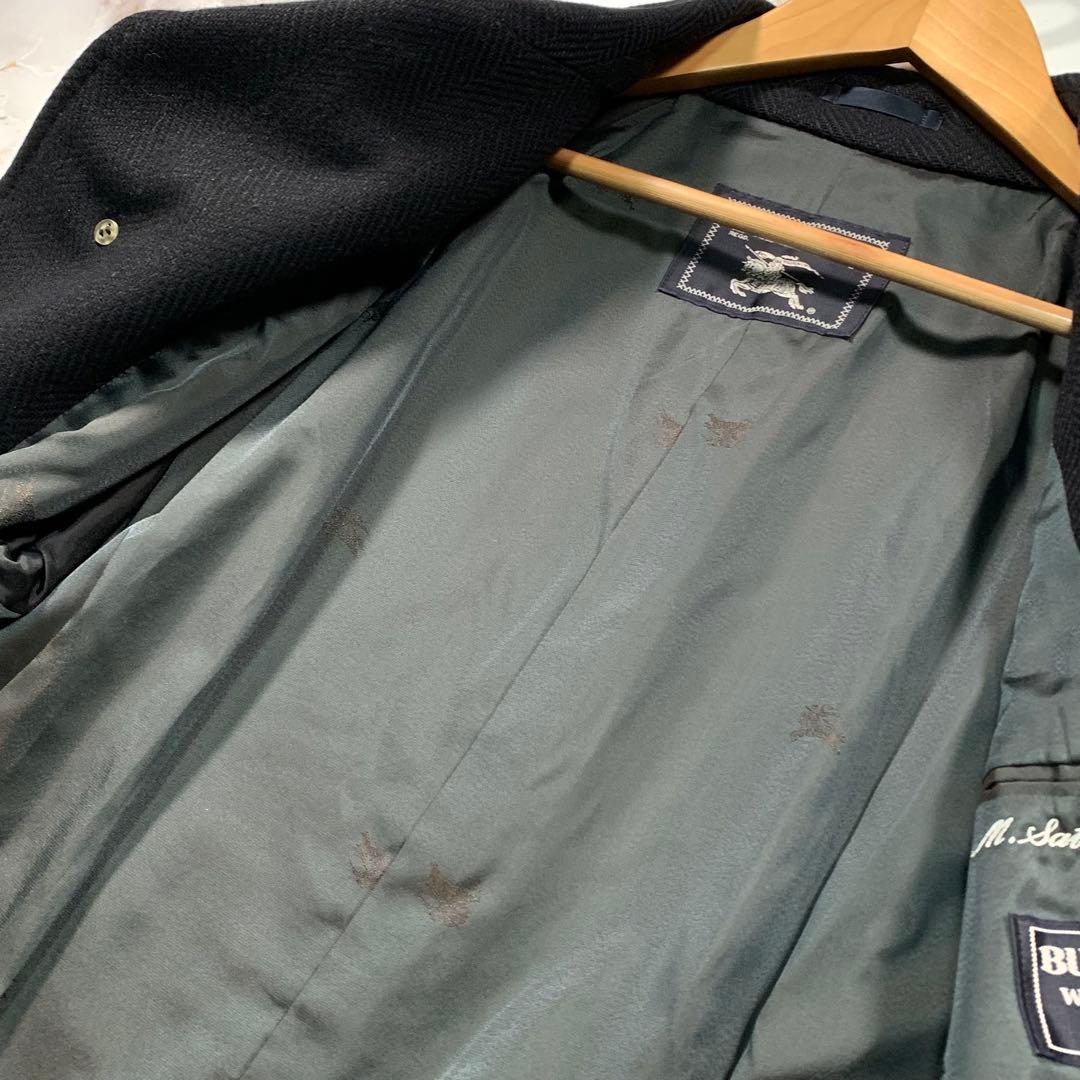 着丈107㎝ BURBERRYS カシミヤ混 ヘリンボーン ロングコート