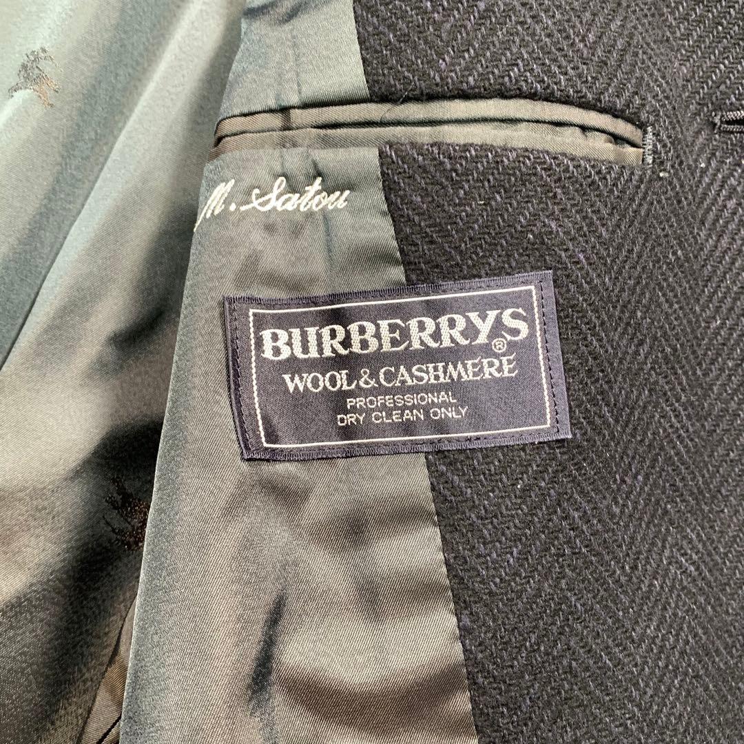 着丈107㎝ BURBERRYS カシミヤ混 ヘリンボーン ロングコート