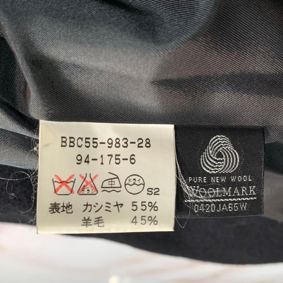 着丈107㎝ BURBERRYS カシミヤ混 ヘリンボーン ロングコート