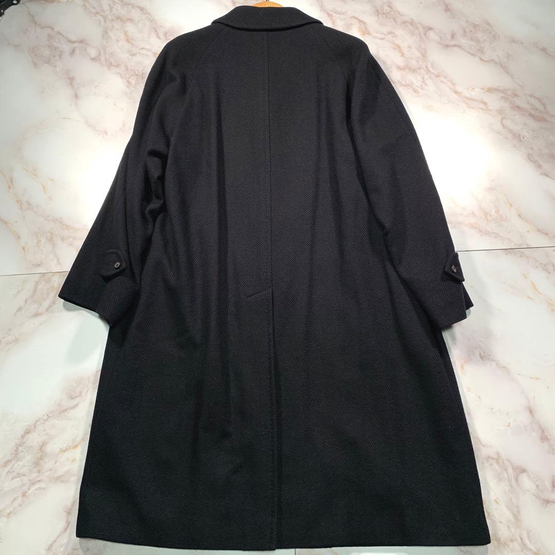 着丈107㎝ BURBERRYS カシミヤ混 ヘリンボーン ロングコート