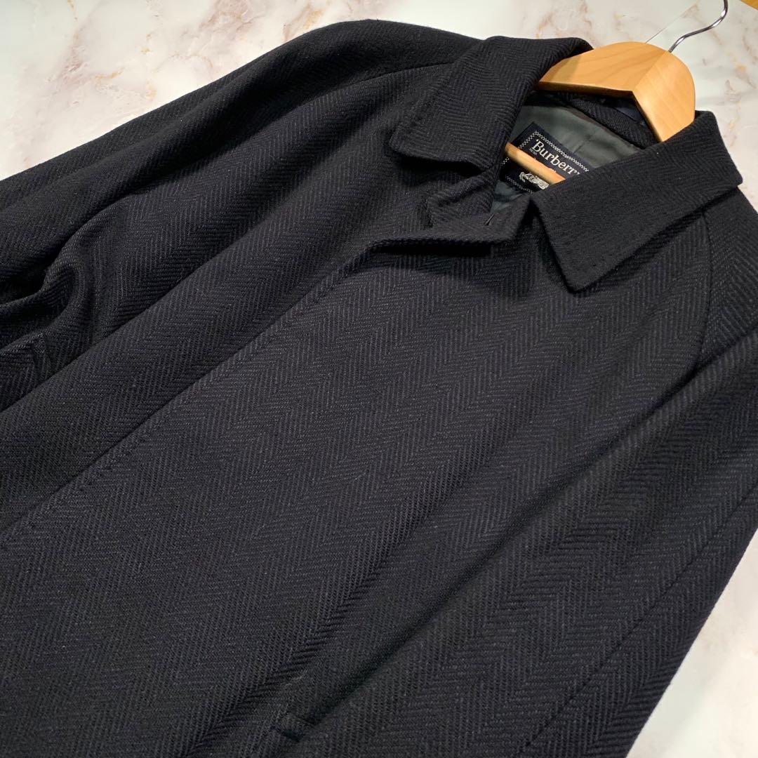 着丈107㎝ BURBERRYS カシミヤ混 ヘリンボーン ロングコート