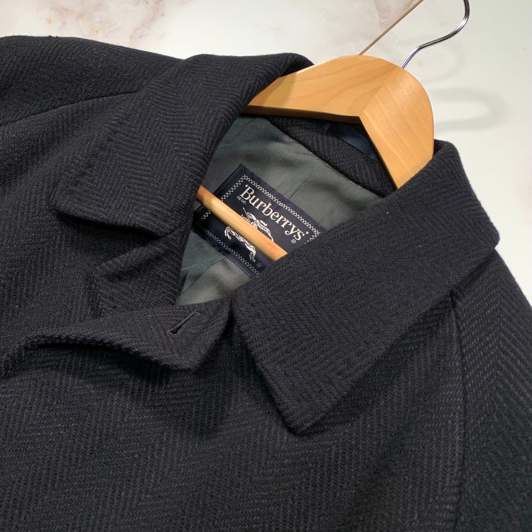 着丈107㎝ BURBERRYS カシミヤ混 ヘリンボーン ロングコート
