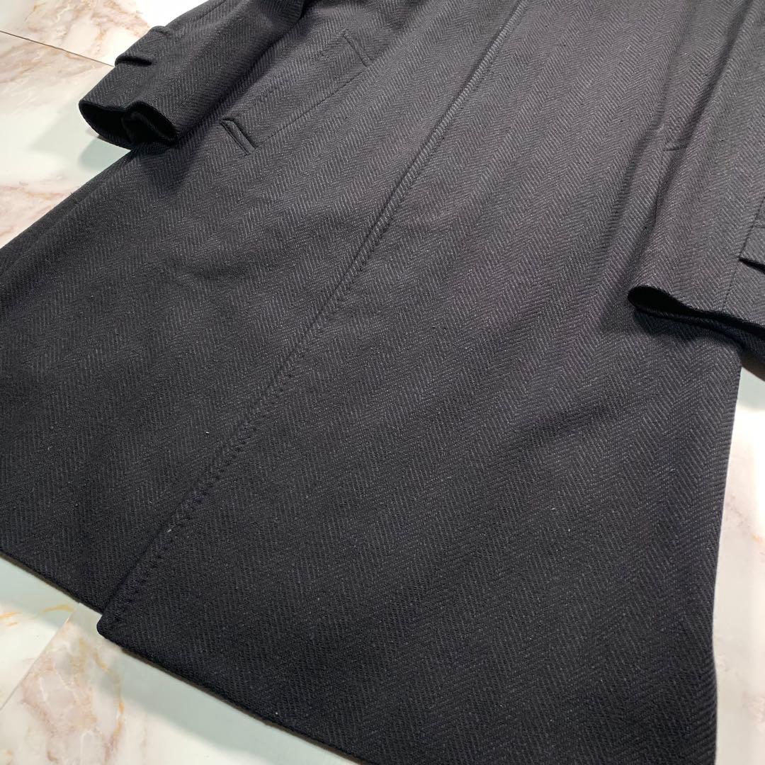 着丈107㎝ BURBERRYS カシミヤ混 ヘリンボーン ロングコート