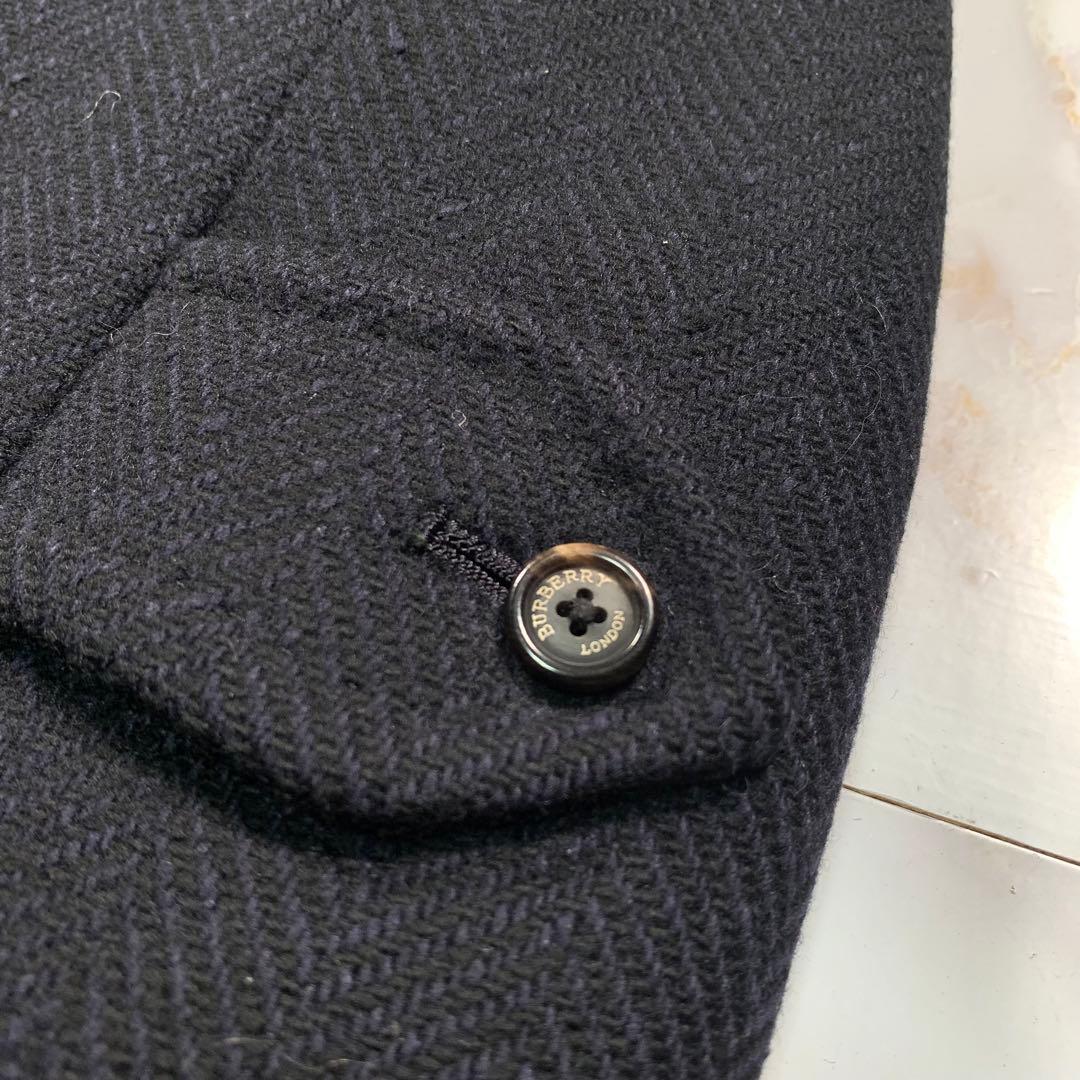 着丈107㎝ BURBERRYS カシミヤ混 ヘリンボーン ロングコート