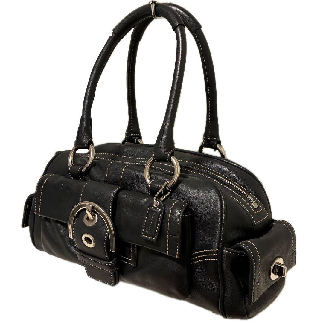 COACH soho Leather Turn Lock Boston Bag
