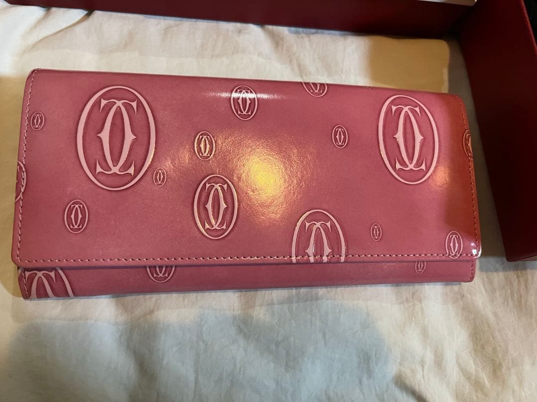 カルティエ Cartier ピンク 長財布　ハッピーバースデー 2つ折り
