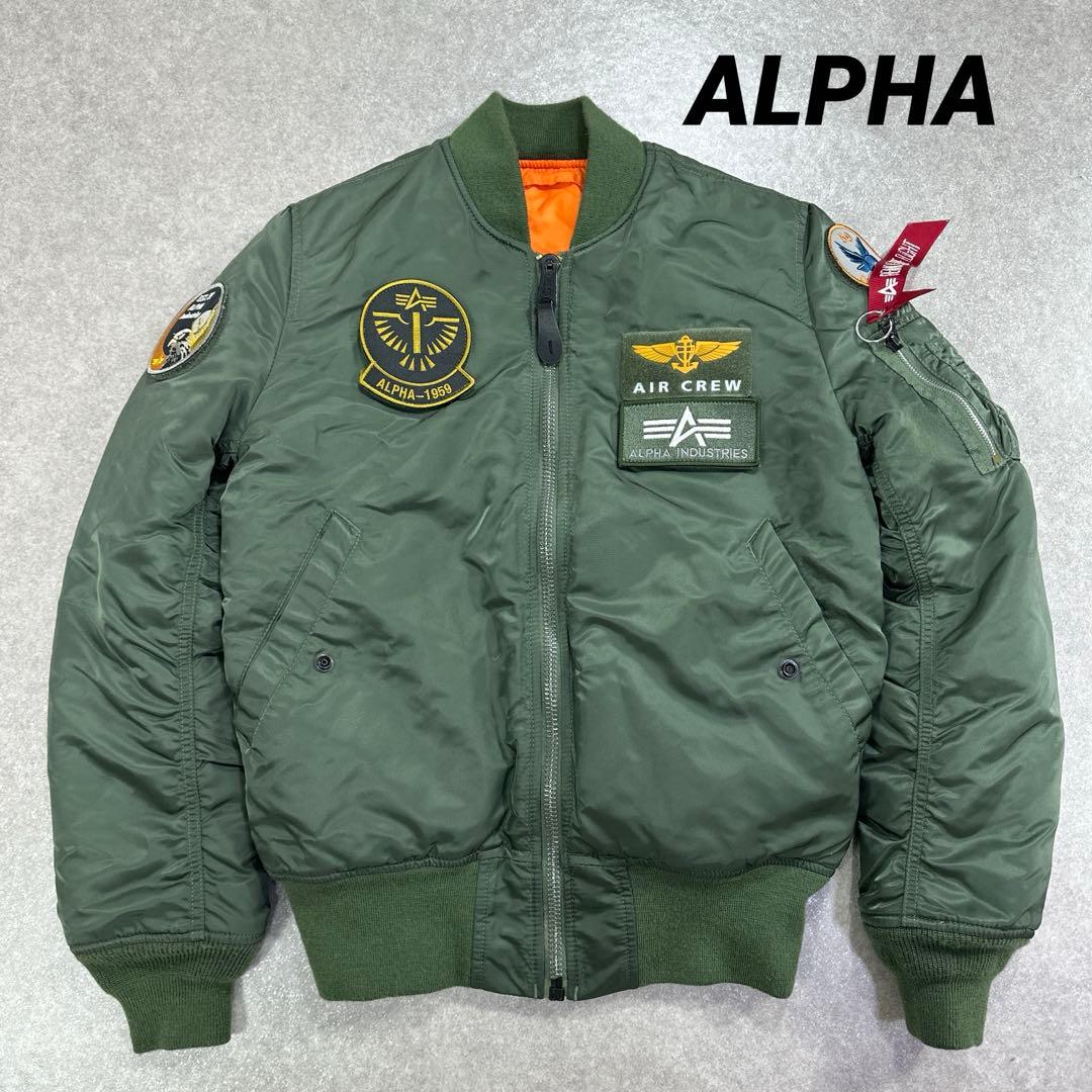 ALPHA INDUSTRIES MA-1 アルファ カーキ ワッペン 刺繍