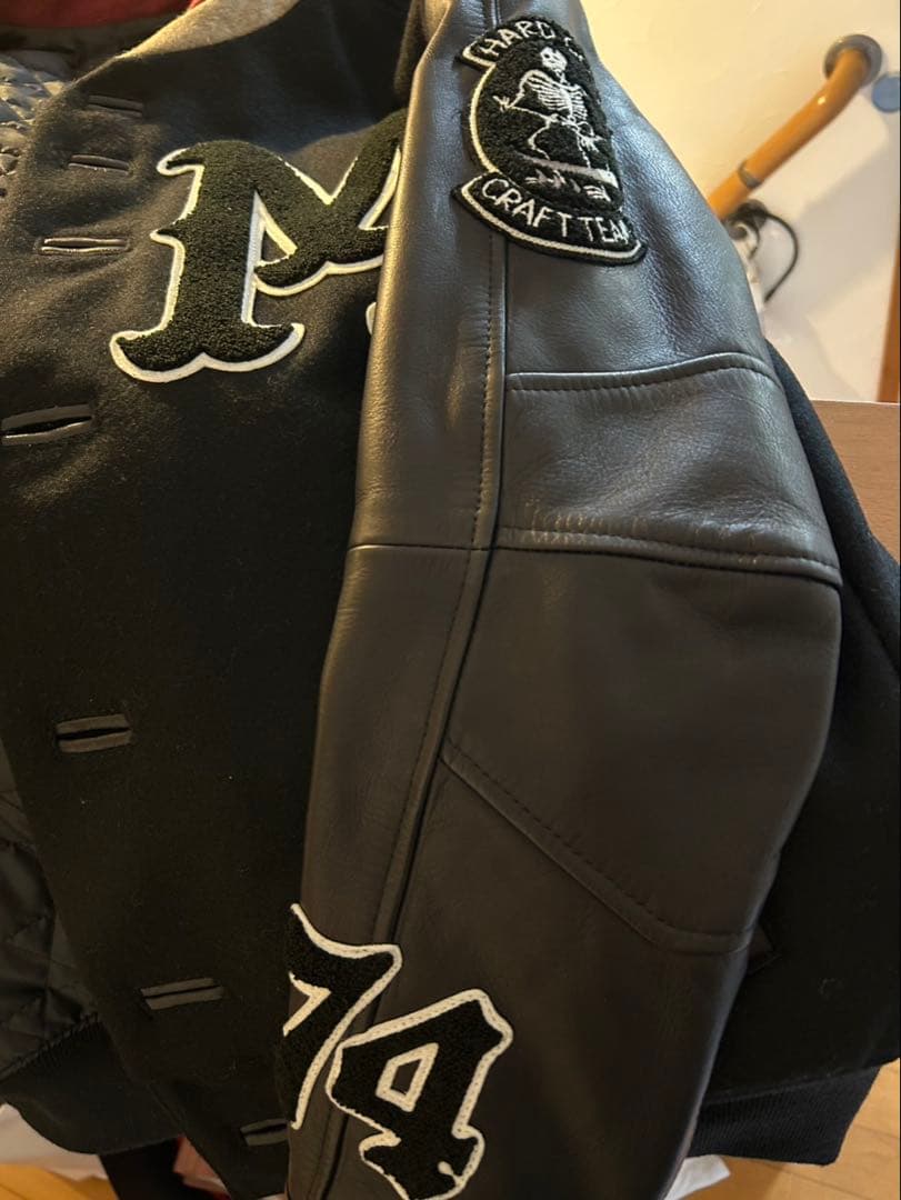 未使用品　Blackmeans スタジャン ブラック　レザー　スカル