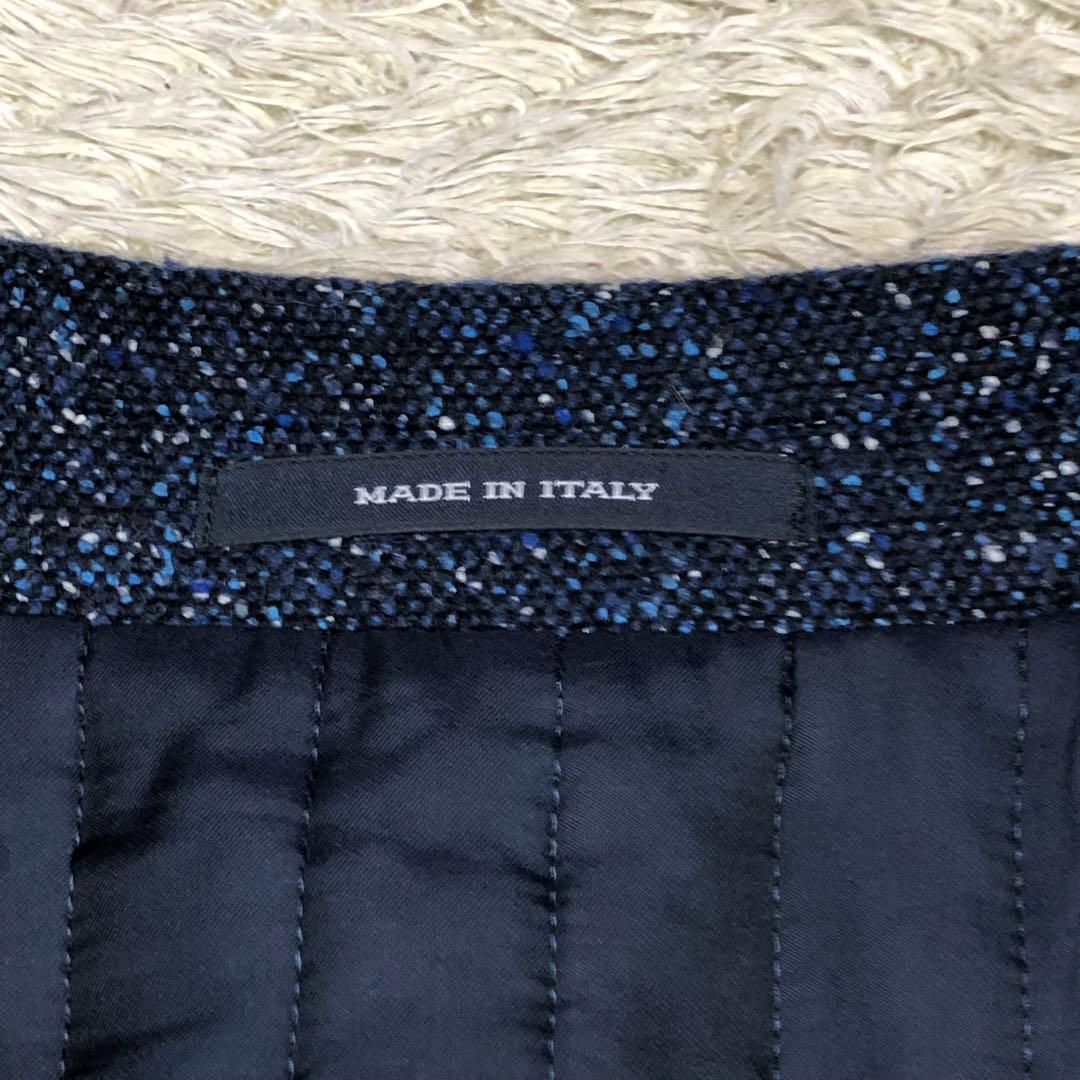 極美品/XL位 タリアトーレ THOMAS チェスターコート ネイビー ツイード