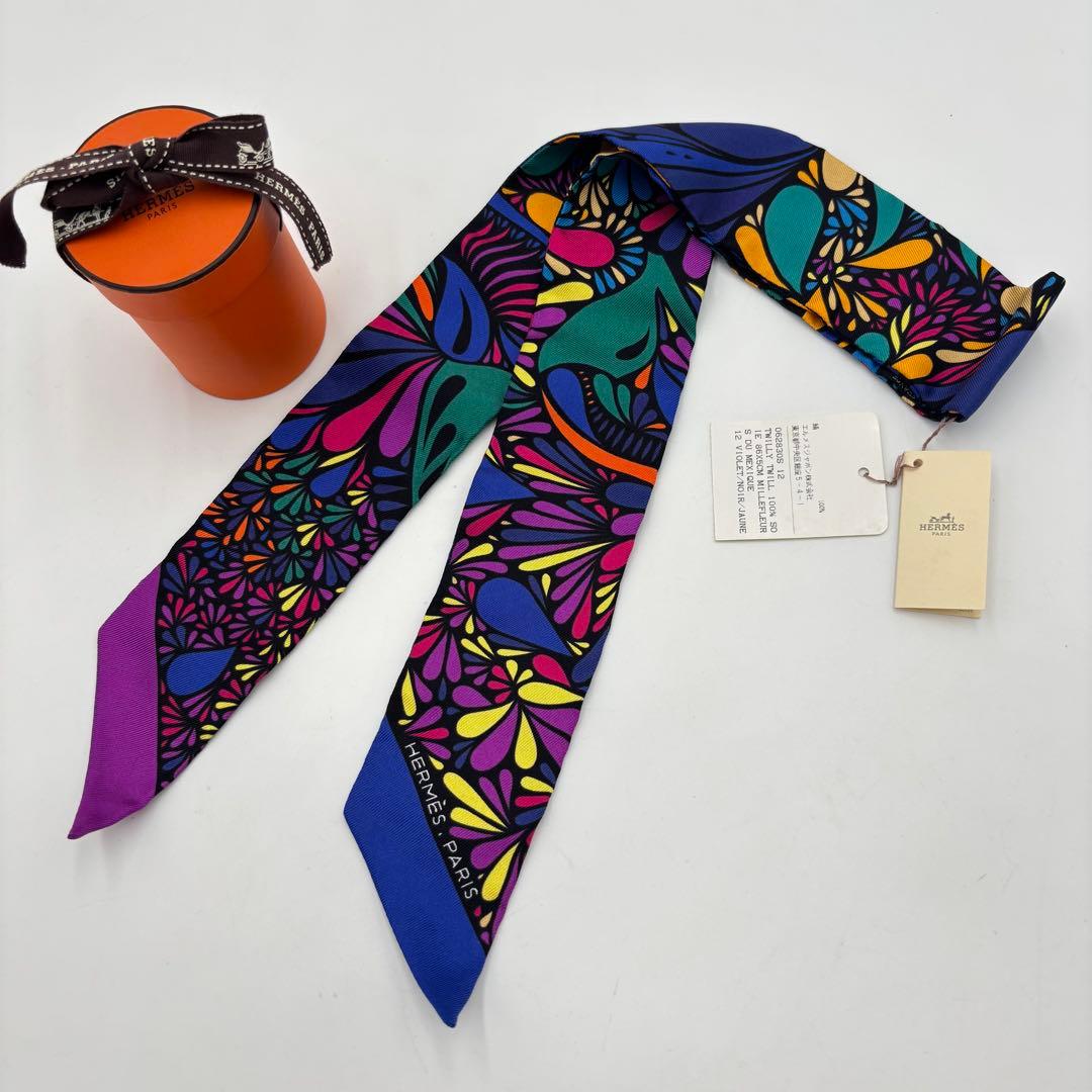 未使用品】エルメス ツイリー シルク スカーフ 『メキシコの花』箱