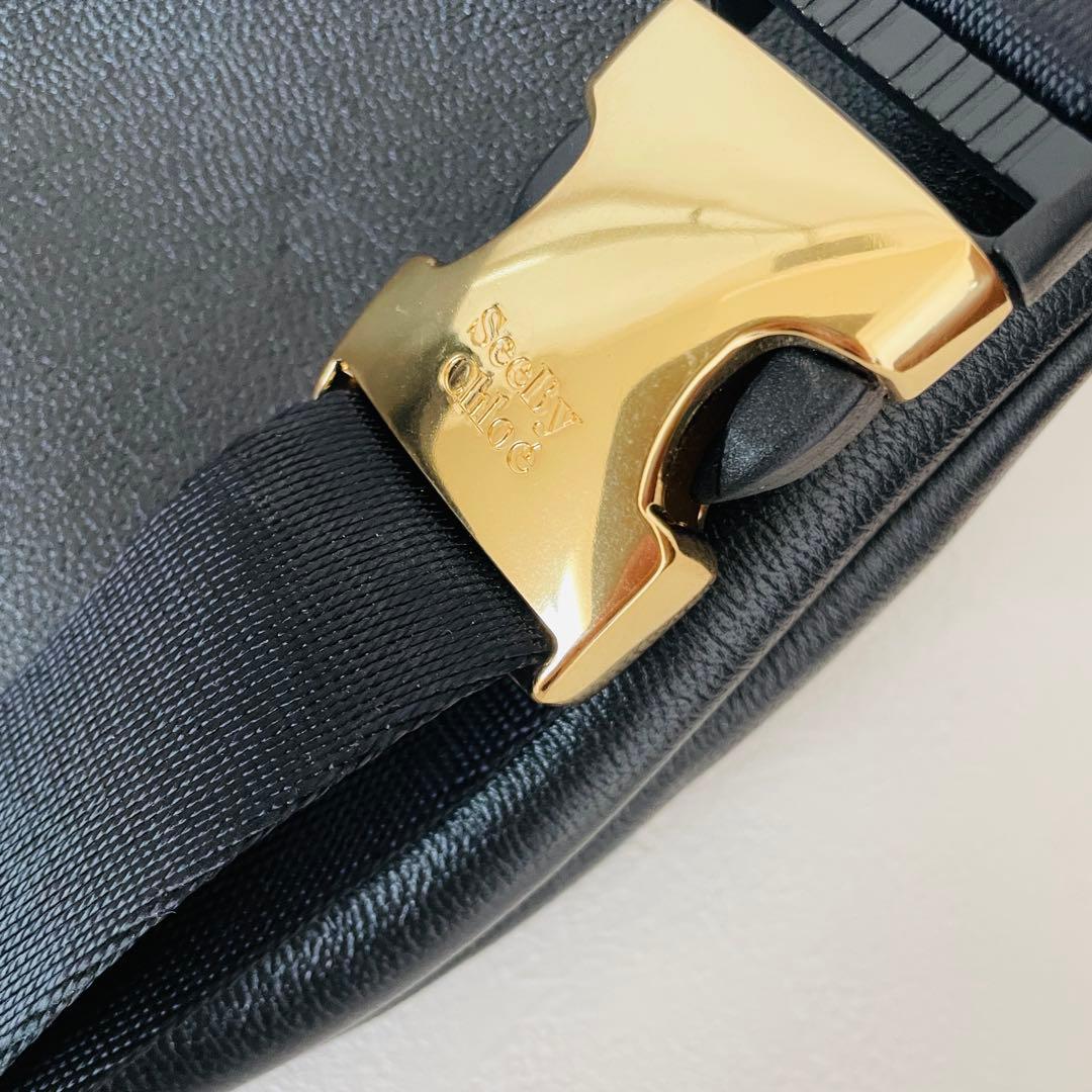 k*n様 完売　レア　シーバイクロエ ベルトバッグ 本革 セーフティピン ブラッ