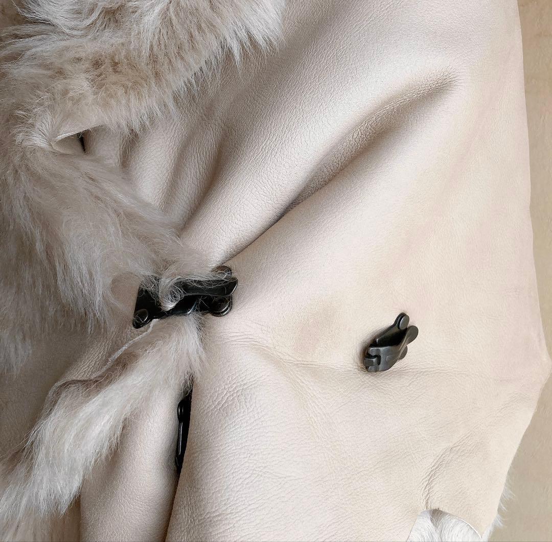 カールドノヒュー ムートン ファー ショール ストール ケープ グレージュ