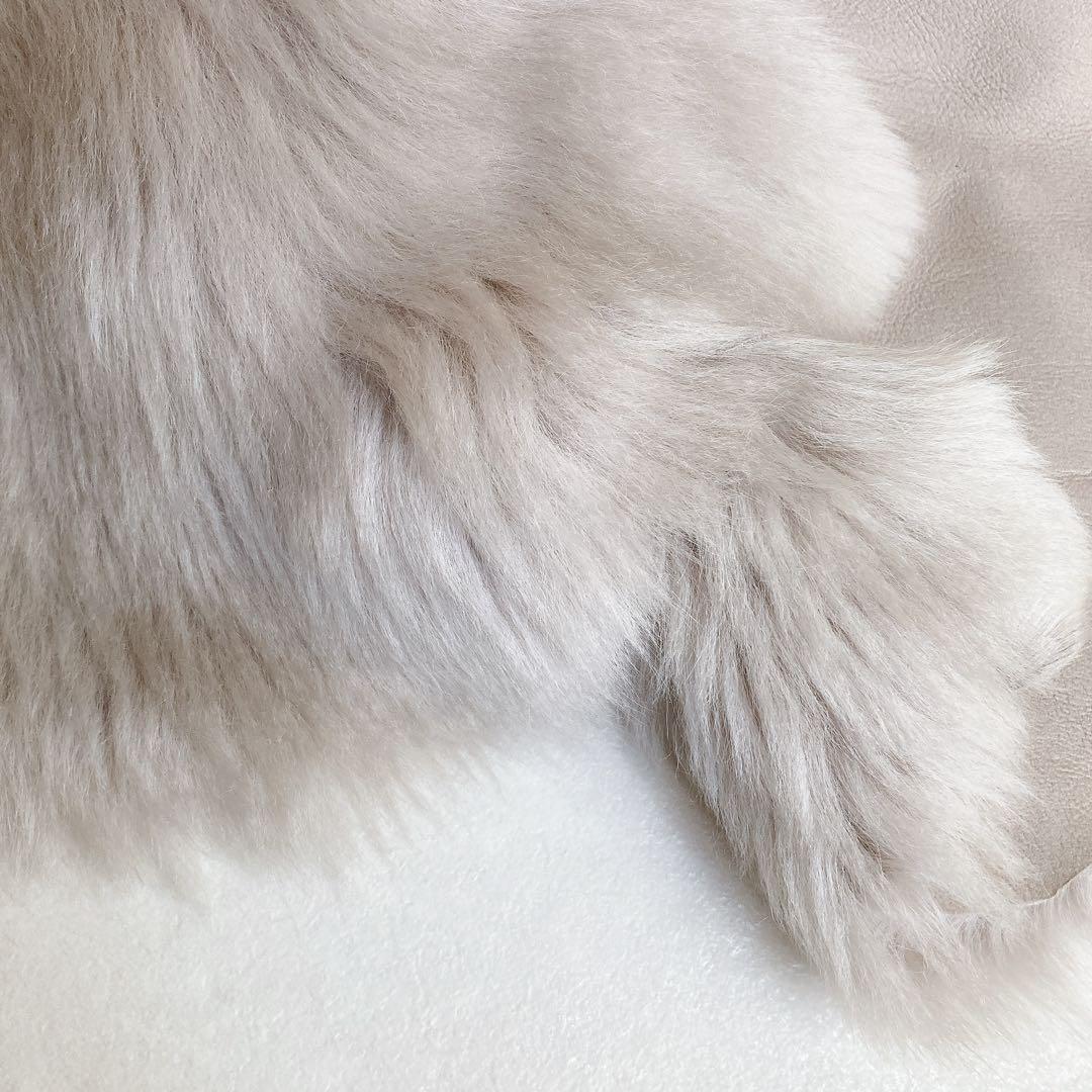 カールドノヒュー ムートン ファー ショール ストール ケープ グレージュ