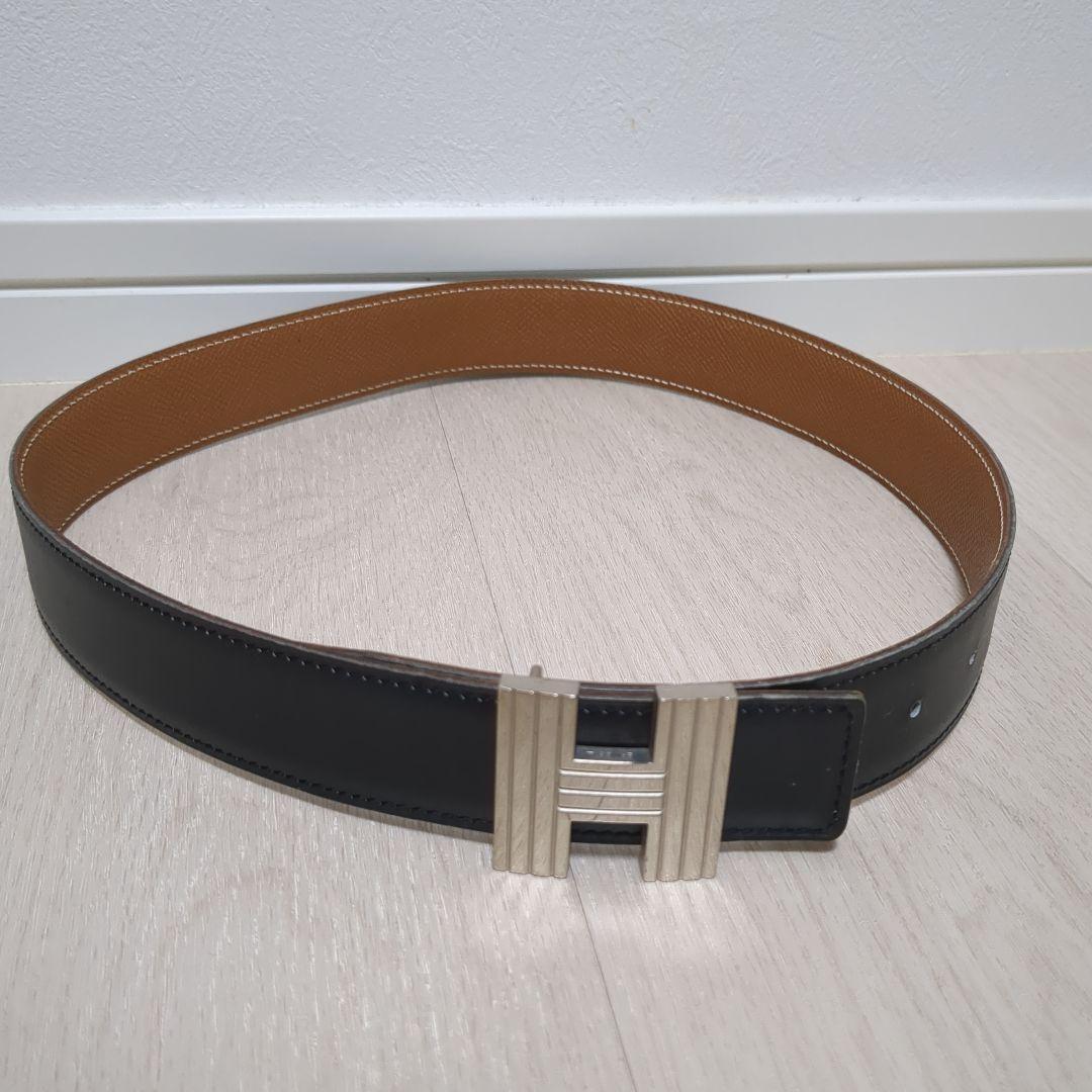 エルメスHバックルベルト　リバーシブル　ブラック/ライトブラウン　レディース