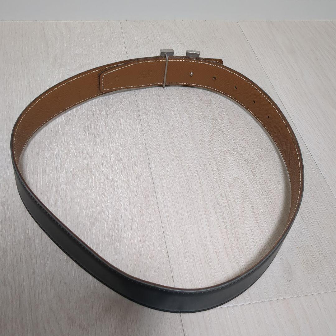 エルメスHバックルベルト　リバーシブル　ブラック/ライトブラウン　レディース