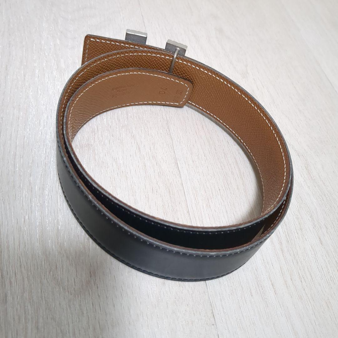 エルメスHバックルベルト　リバーシブル　ブラック/ライトブラウン　レディース