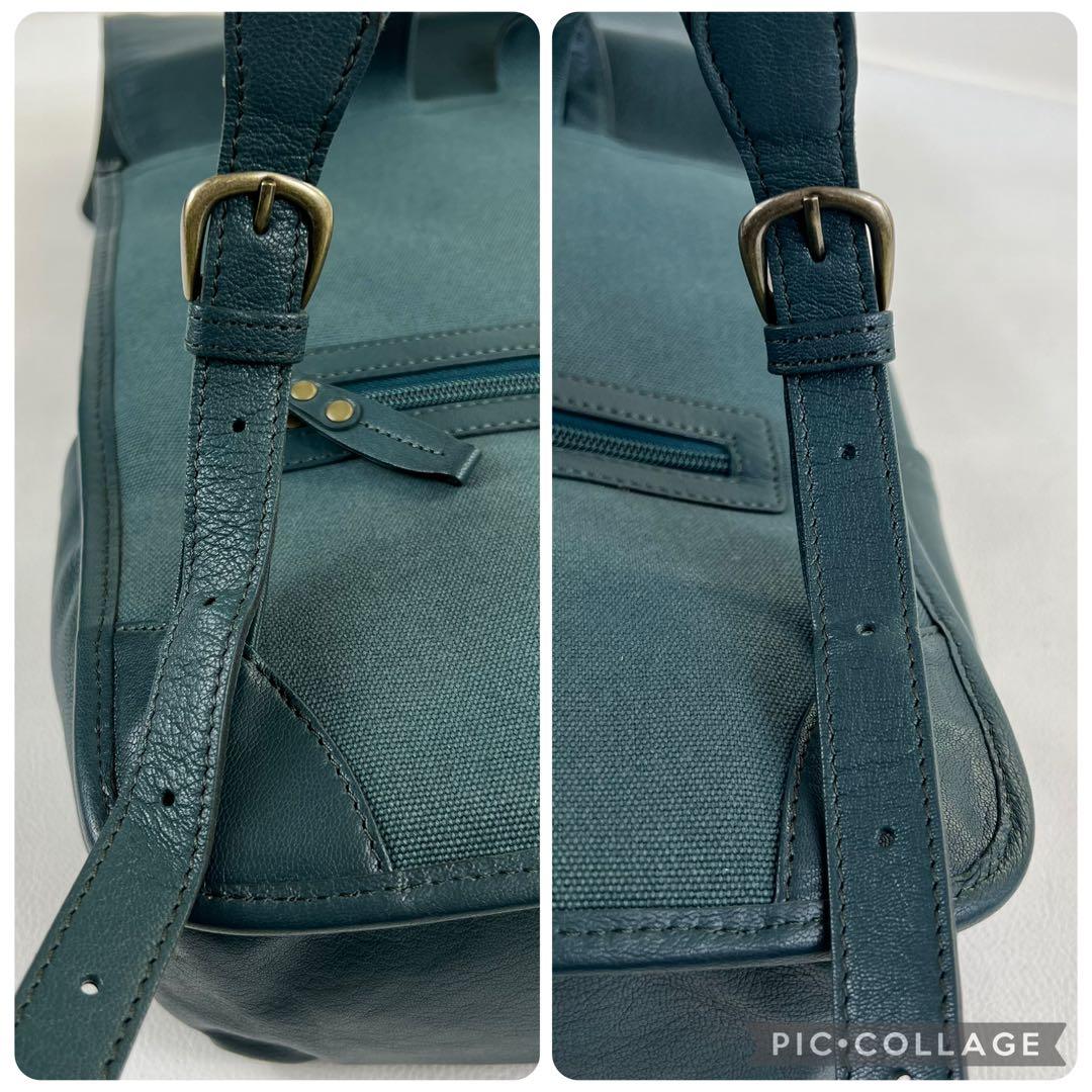 【美品✨ファレル】ダコタ リュック レザー 山羊革 A4可能 ダークグリーン