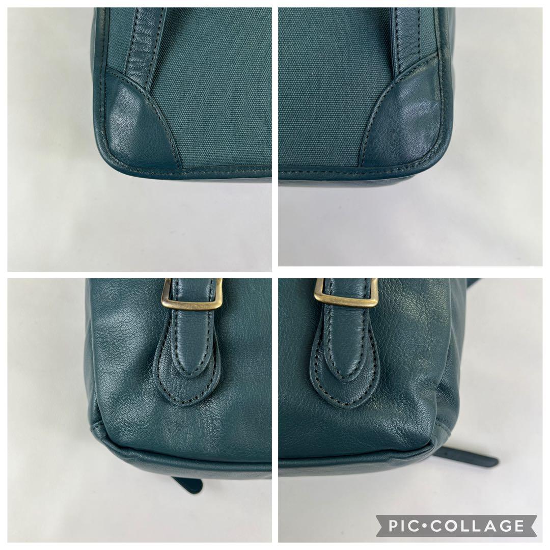 【美品✨ファレル】ダコタ リュック レザー 山羊革 A4可能 ダークグリーン