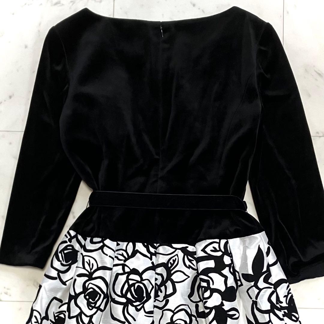 ピンクうさぎ様 美品 エムズグレイシー ベロア ワンピース バラ 異素材 切替