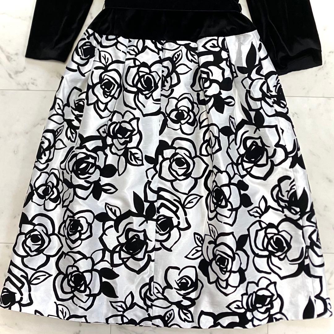 ピンクうさぎ様 美品 エムズグレイシー ベロア ワンピース バラ 異素材 切替