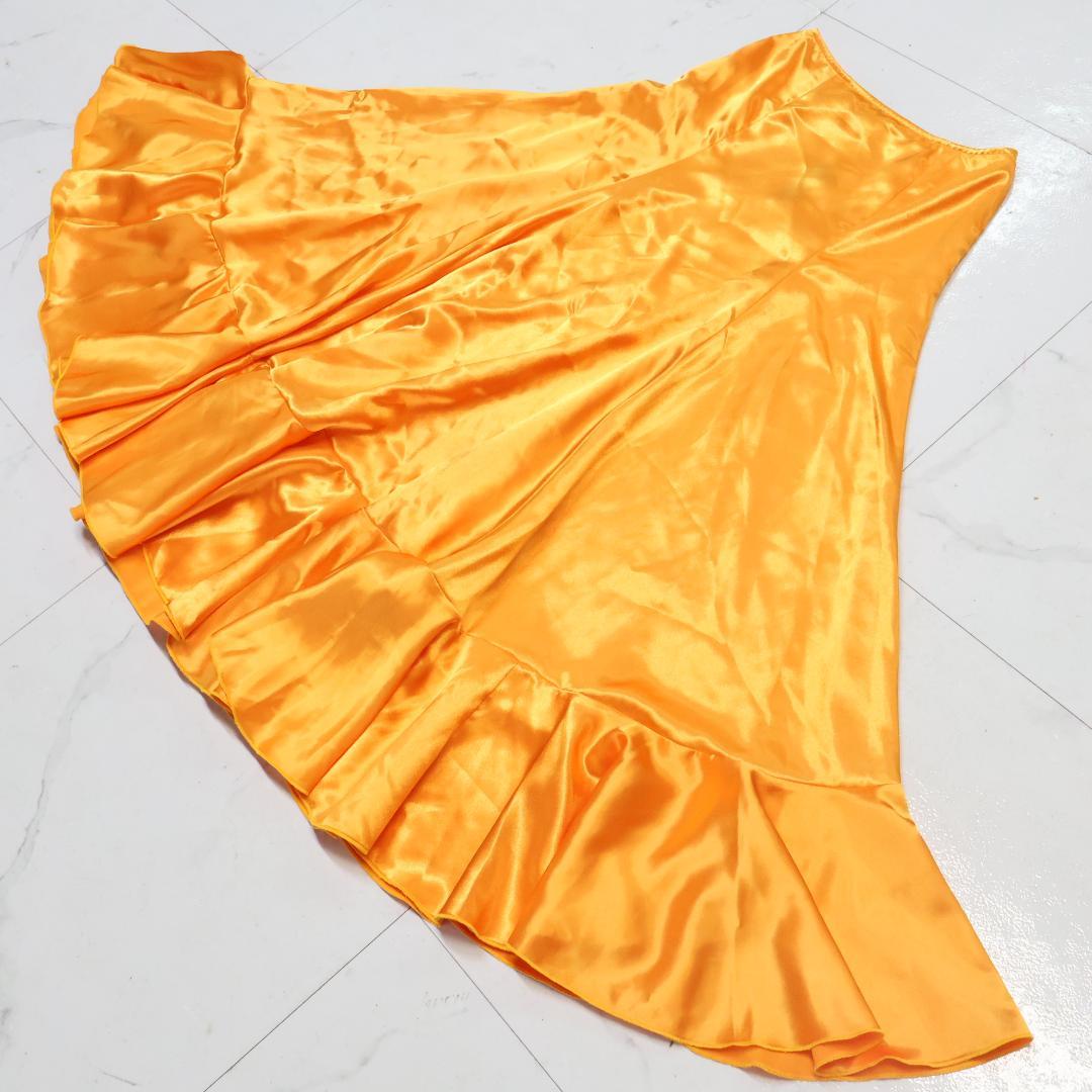 【美品 フラメンコ衣装】オレンジ SONIA JOHNES ファルダ ボランテ