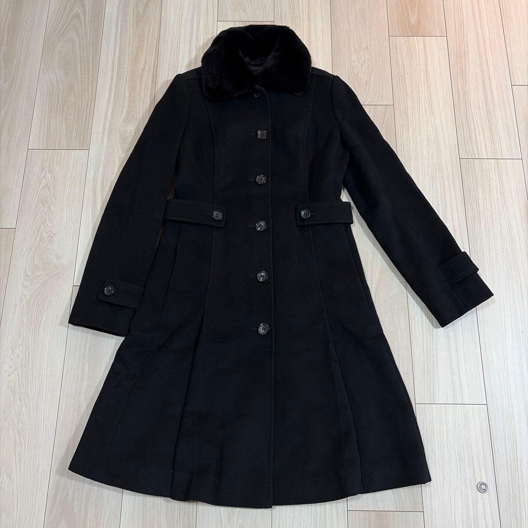 柴崎　バーバリーロンドン アンゴラ混 ロングコート　ステンカラーブ