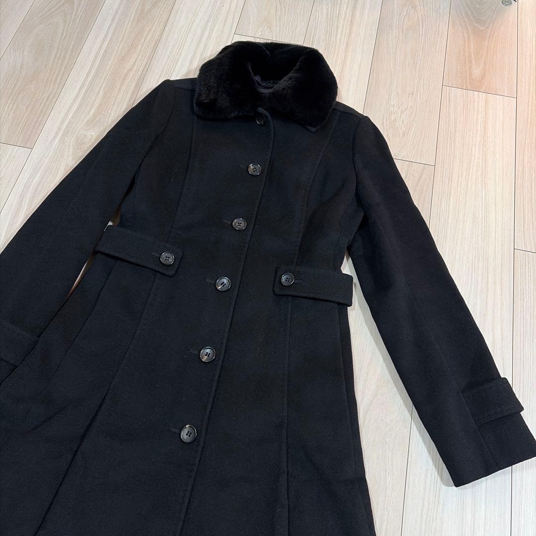 柴崎　バーバリーロンドン アンゴラ混 ロングコート　ステンカラーブ