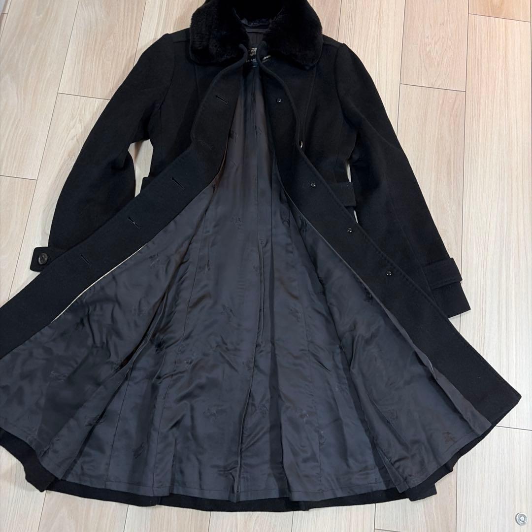 柴崎　バーバリーロンドン アンゴラ混 ロングコート　ステンカラーブ