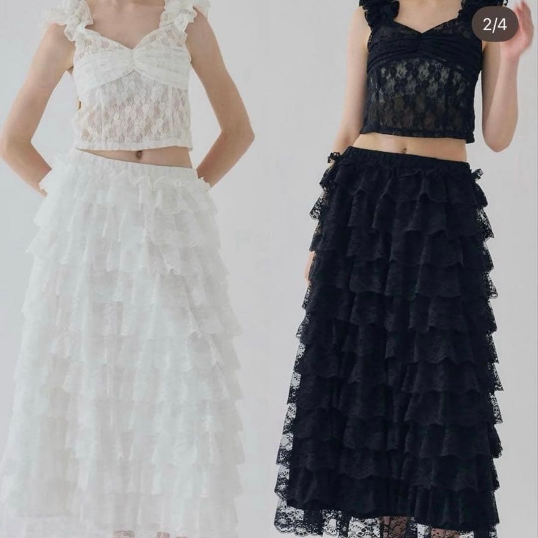 う*み様 girly lace frill skirt white treatu