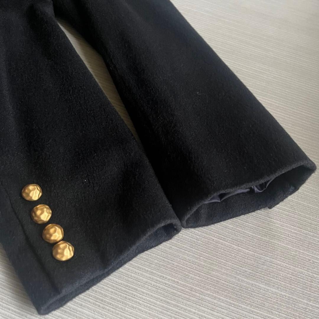 ＊美品【フォクシー】コート　ジャケット　カシミヤ　金ボタン　ブラック　４０
