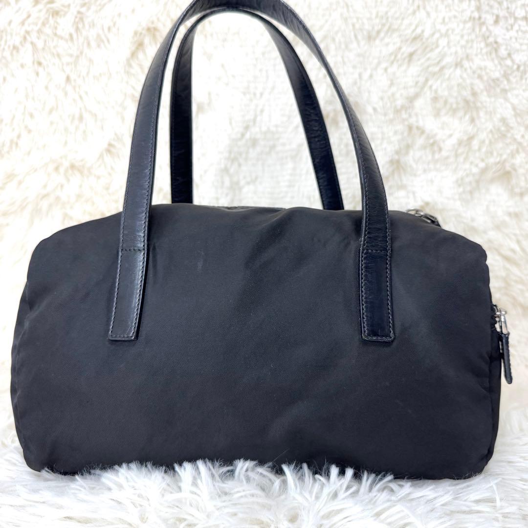 プラダ ミニボストン ハンドバッグ 三角ロゴ y2k レザー ナイロン 黒