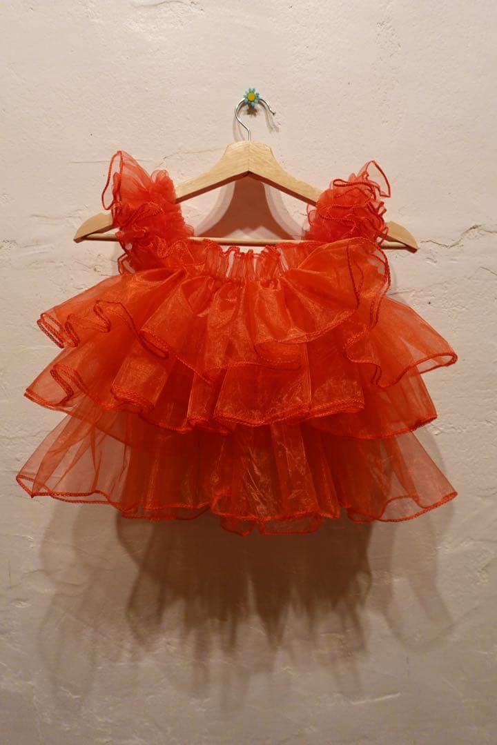 被布　被布チュール　被布エプロン　3歳　七五三　赤　被布ドレス　チュール被布