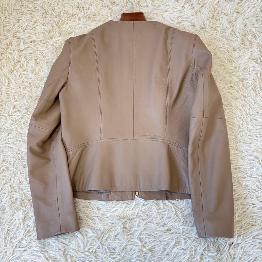極美品 アナイ シープレザージャケット ベージュ 36 ジッパー ノー