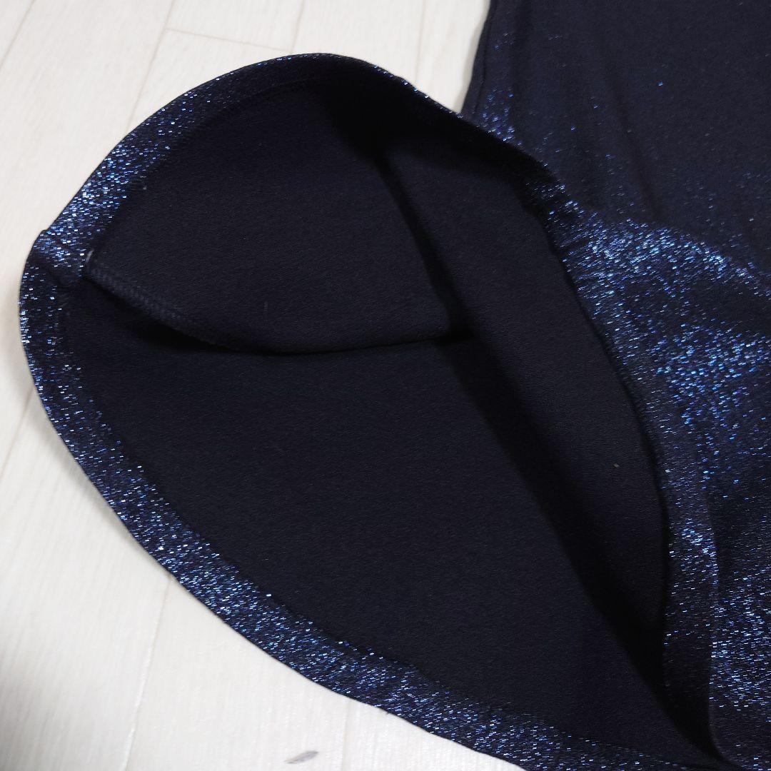 ランバンsize10/140サイズ フレアカットワンピースドレス 青 キラキラ