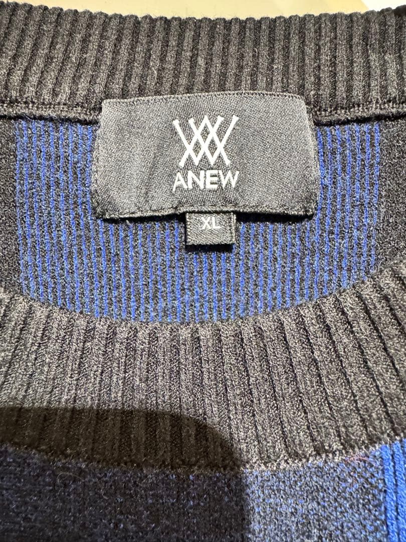 希少モデル! 美USED ANEW GOLF メンズ ダミエ柄刺繍ロゴニット-公式