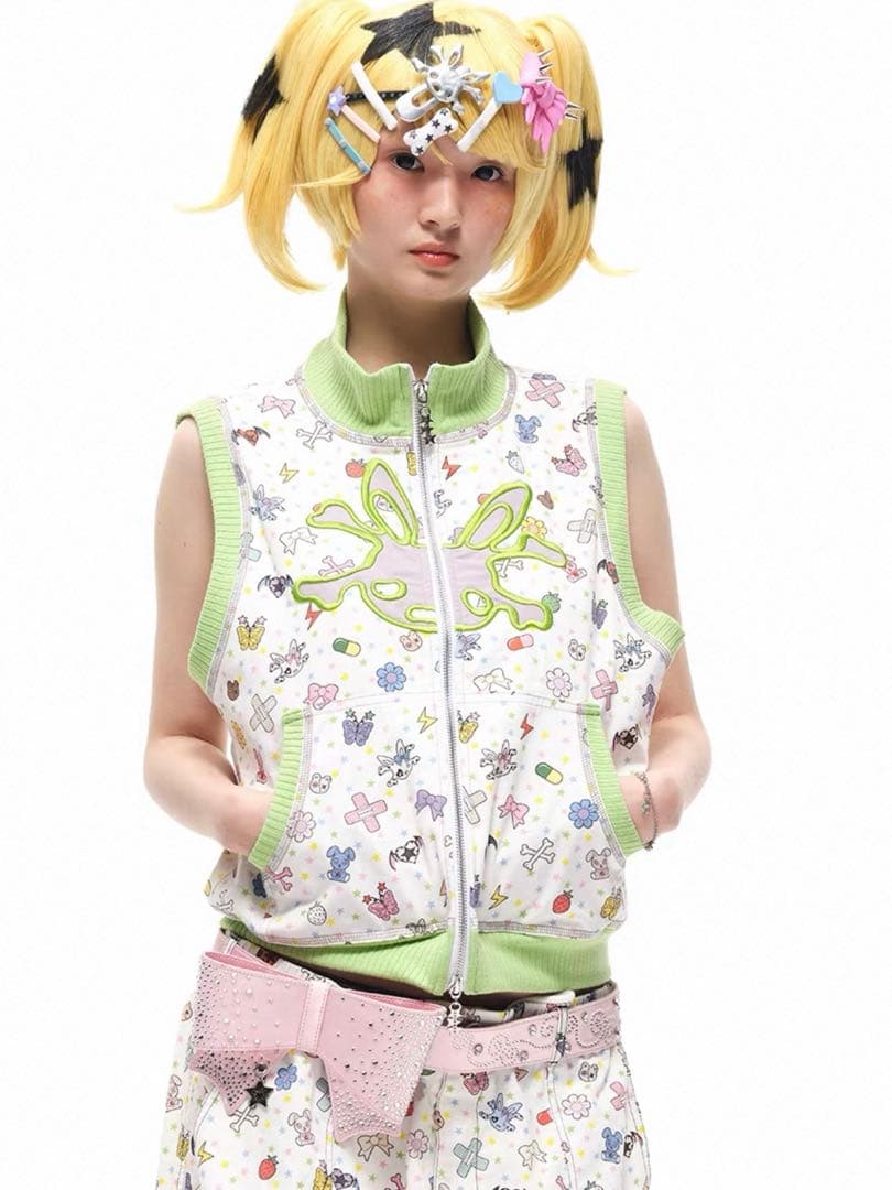 y2k 希少 CFIERCE ピンク リボン型 ベルト ストーン付き