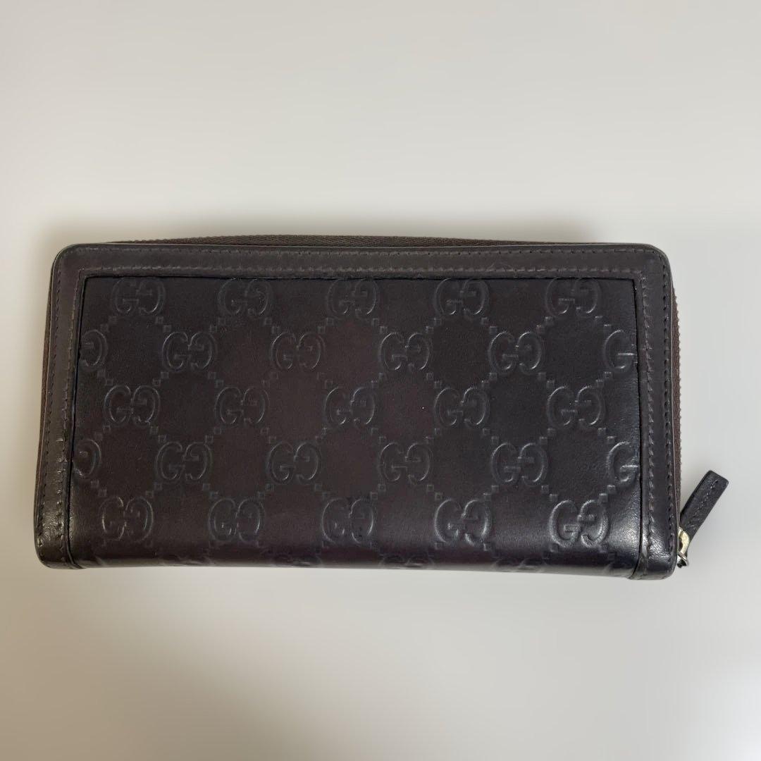 GUCCI ブラウンレザー 長財布 GGパターン