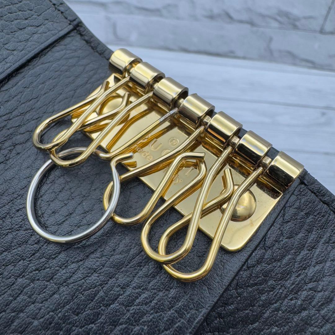【美品】GUCCI　キーケース　6連　 マーモント　スプリーム　レザー ブラウン