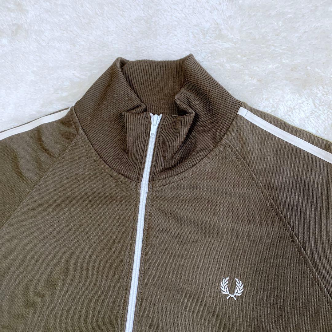 美品 フレッドペリー トラックジャケット ブラウン 茶色 クリーム ロゴ