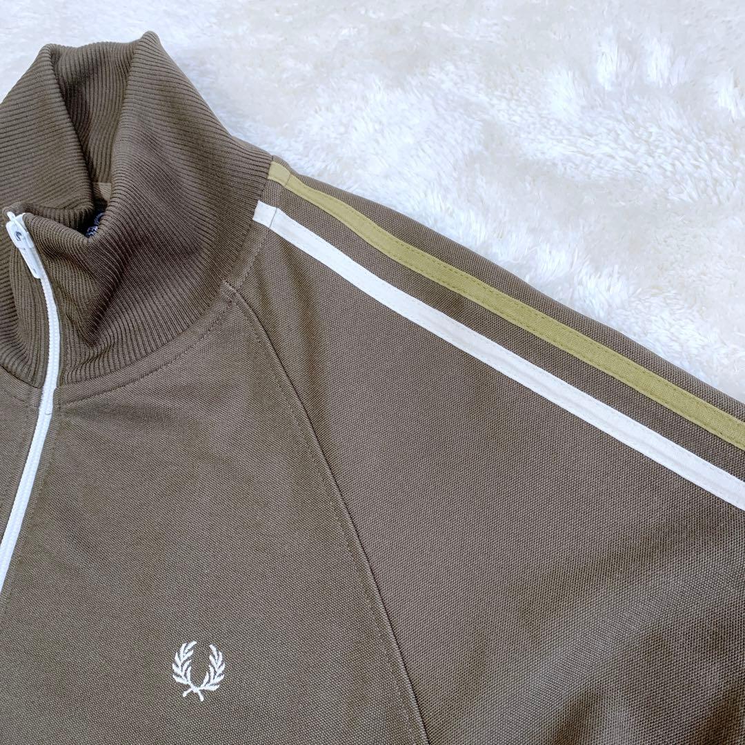 美品 フレッドペリー トラックジャケット ブラウン 茶色 クリーム ロゴ