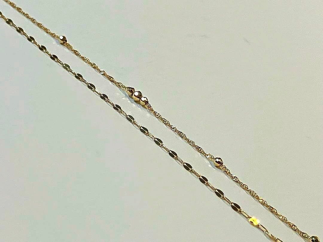 【冬服コーデ】18金２連ミラーボールブレスレット（スクリュー&ペタル）