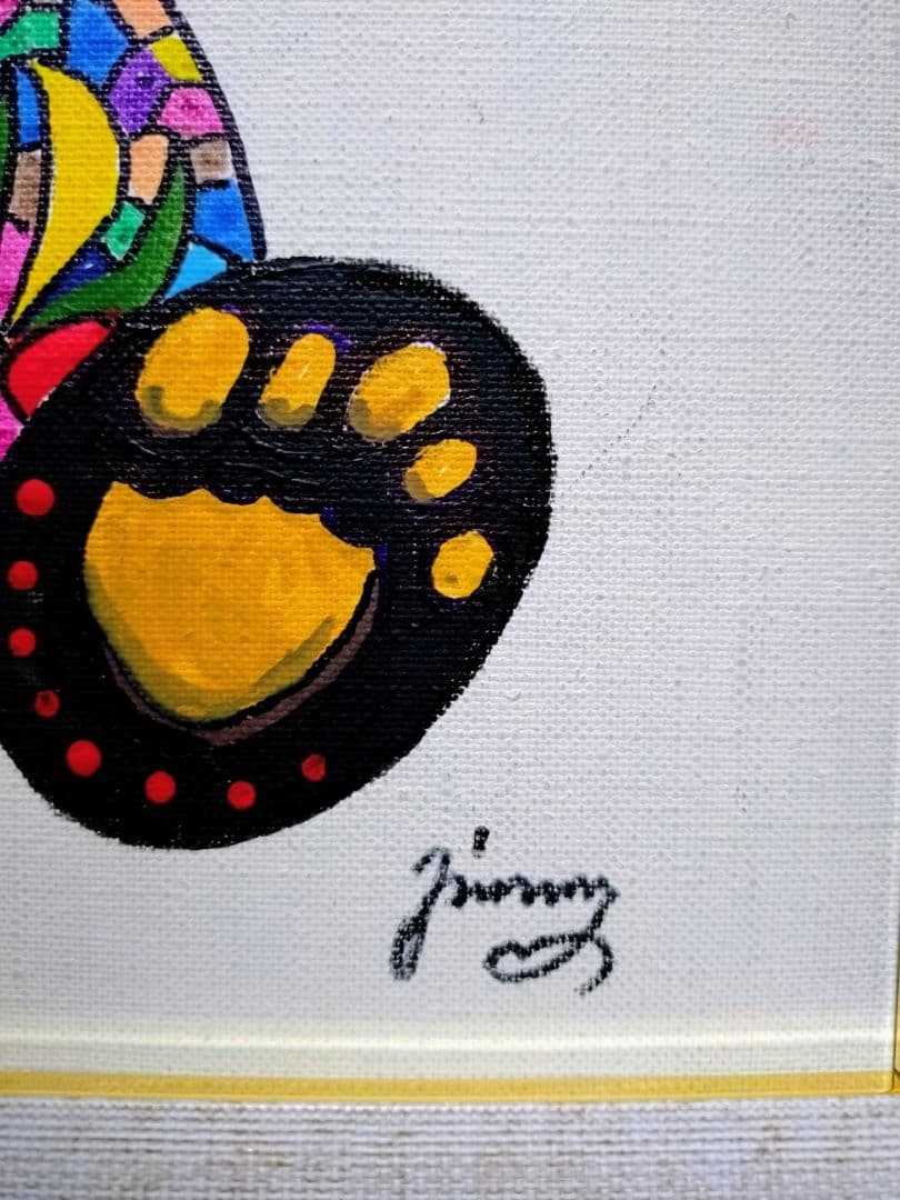 F6号】ジミー大西【パンダ】手描き作品/表裏サイン/油彩/アクリル/絵画