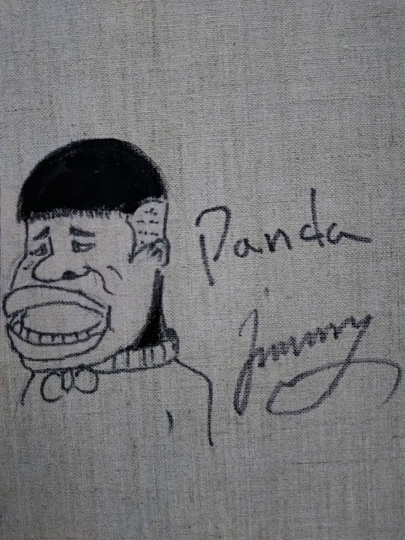 F6号】ジミー大西【パンダ】手描き作品/表裏サイン/油彩/アクリル/絵画