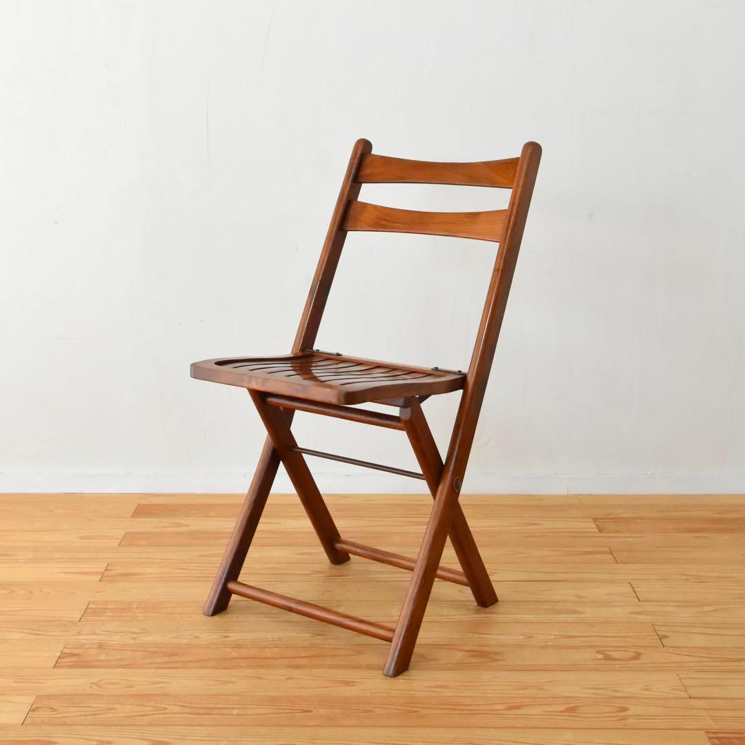 折りたたみ椅子　チーク　2脚セット