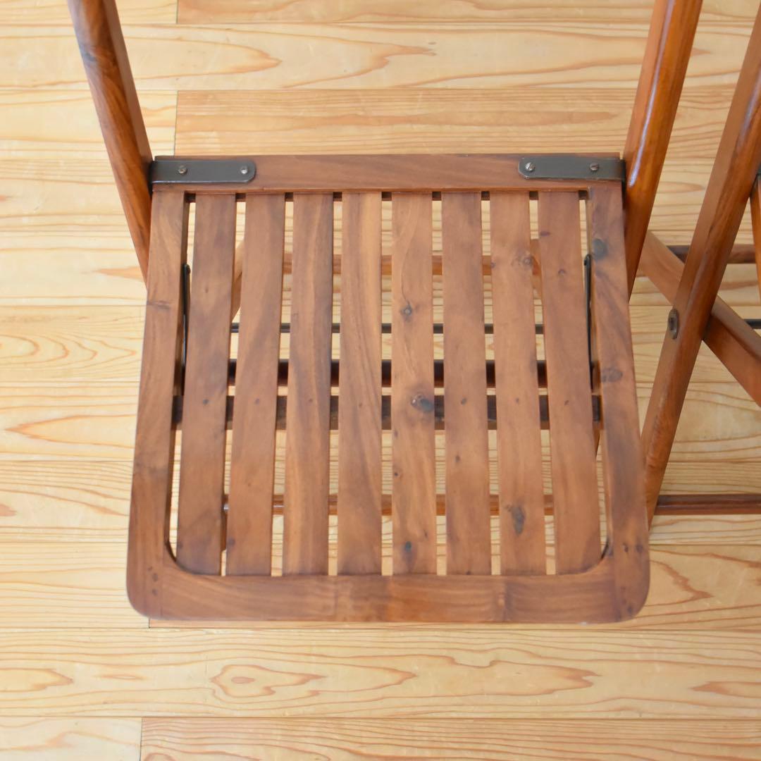 折りたたみ椅子　チーク　2脚セット