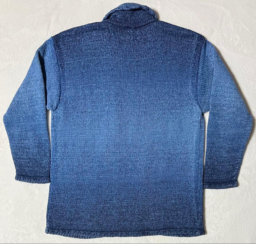 90Sラルフローレン インディゴ ハンドニット ネイティブ カーディガン M 卍