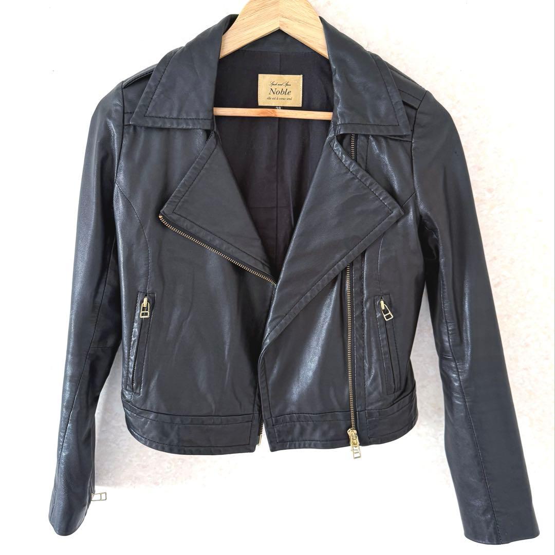 Noble ライダースジャケット ブラック黒 羊革 軽量 Mサイズ 38 - メルカリ